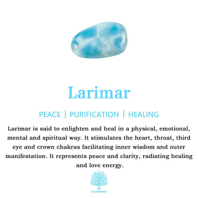 Olivenorma Teardrop Shaped Larimar Engraved Pattern Ring