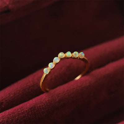 Olivenorma Natural Opal Wave Crown Double Layer Ring