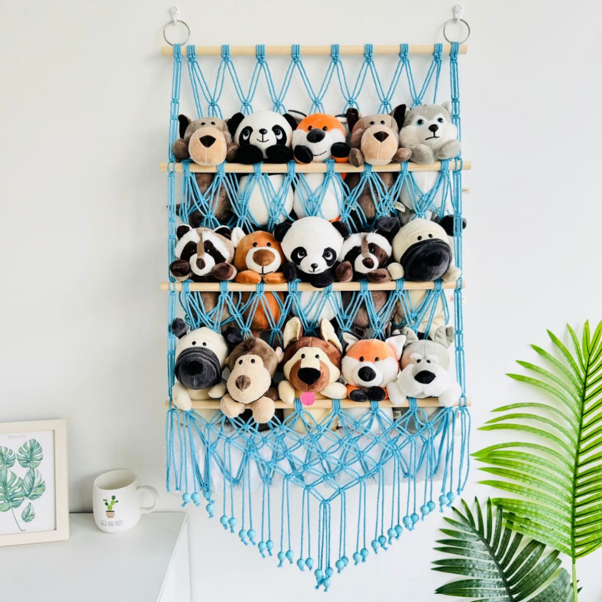 Olivenorma Handmade Cotton Rope Doll Storage Rack Wall Decor