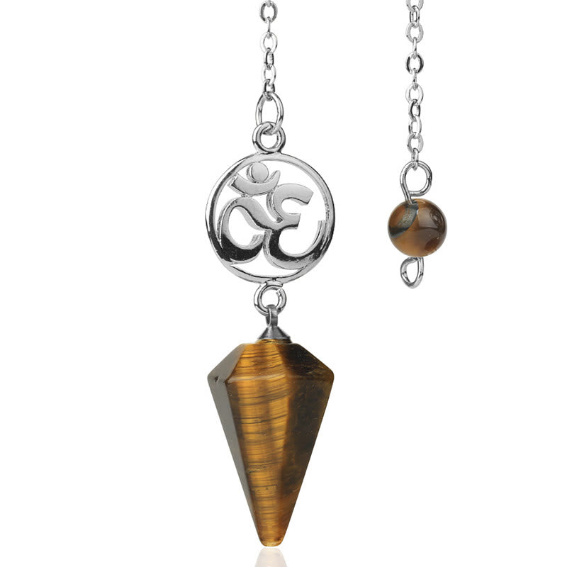 Olivenorma OM Symbol Natural Gemstone Faceted Pendulum