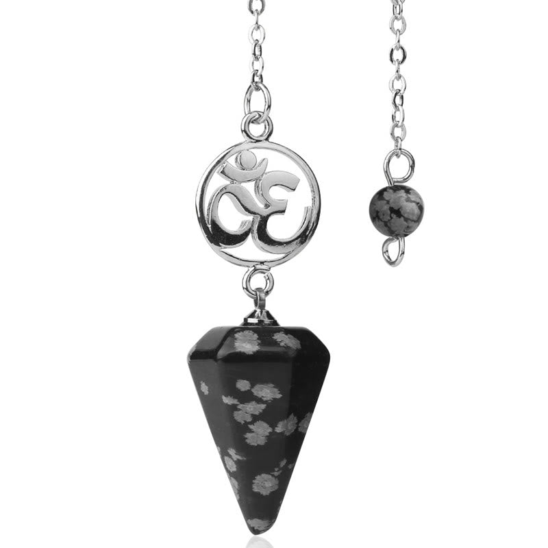 Olivenorma OM Symbol Natural Gemstone Faceted Pendulum