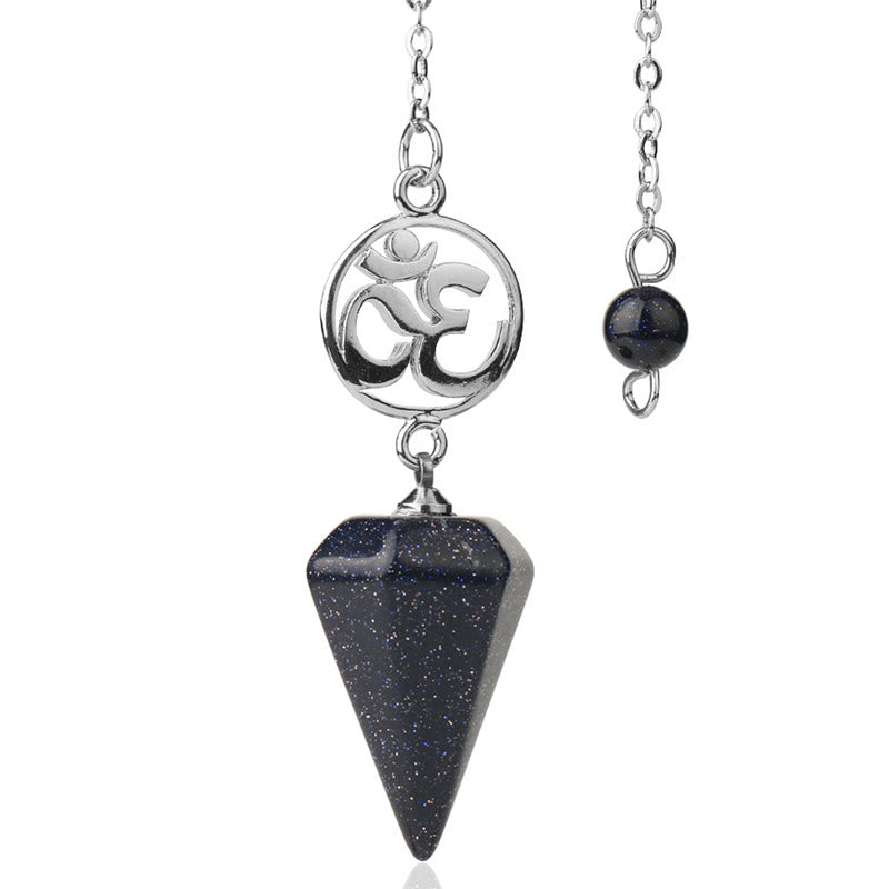 Olivenorma OM Symbol Natural Gemstone Faceted Pendulum