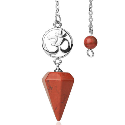 Olivenorma OM Symbol Natural Gemstone Faceted Pendulum