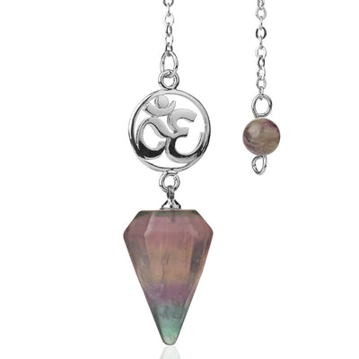 Olivenorma OM Symbol Natural Gemstone Faceted Pendulum