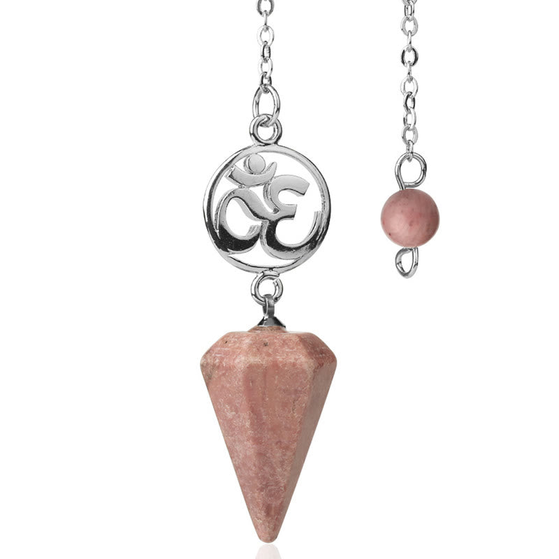 Olivenorma OM Symbol Natural Gemstone Faceted Pendulum