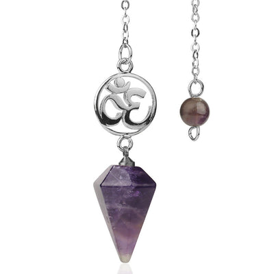 Olivenorma OM Symbol Natural Gemstone Faceted Pendulum