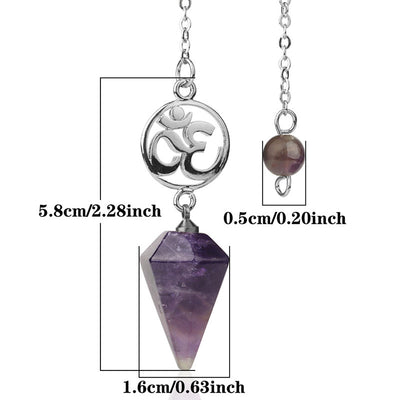 Olivenorma OM Symbol Natural Gemstone Faceted Pendulum