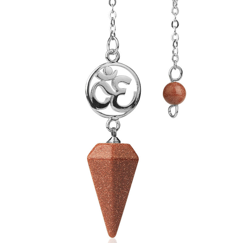 Olivenorma OM Symbol Natural Gemstone Faceted Pendulum