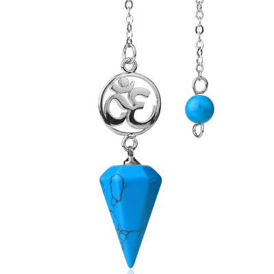 Olivenorma OM Symbol Natural Gemstone Faceted Pendulum