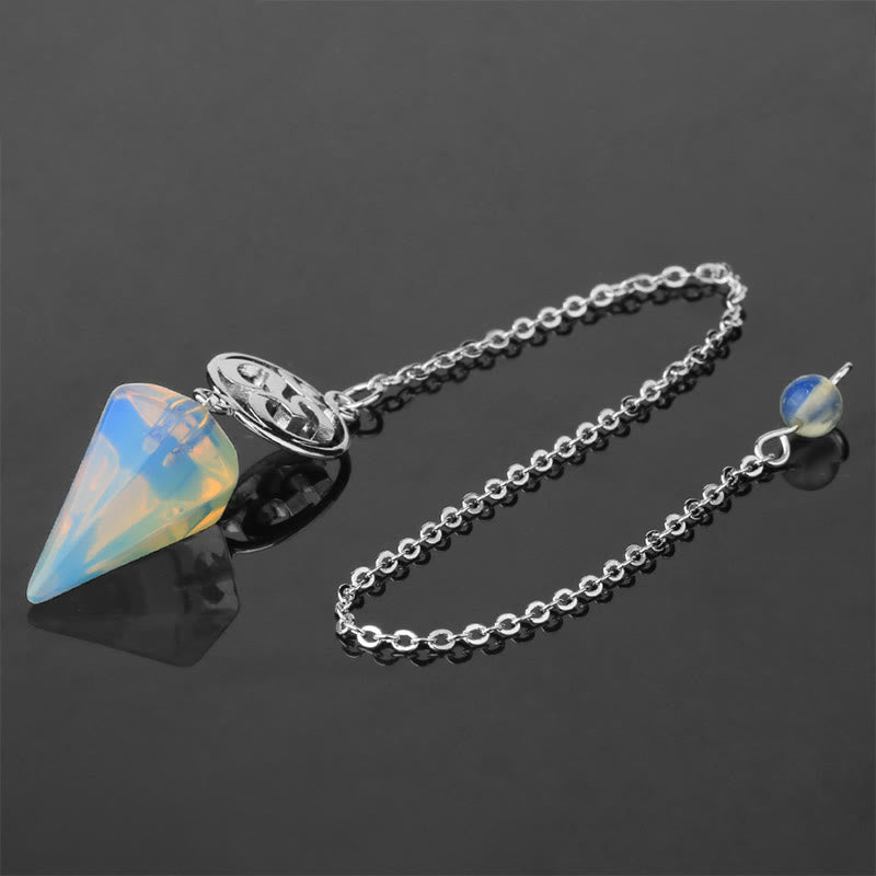 Olivenorma OM Symbol Natural Gemstone Faceted Pendulum