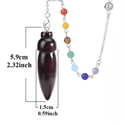 Olivenorma Wooden Drop Healing Pendulum wtih 7 Charka Chain