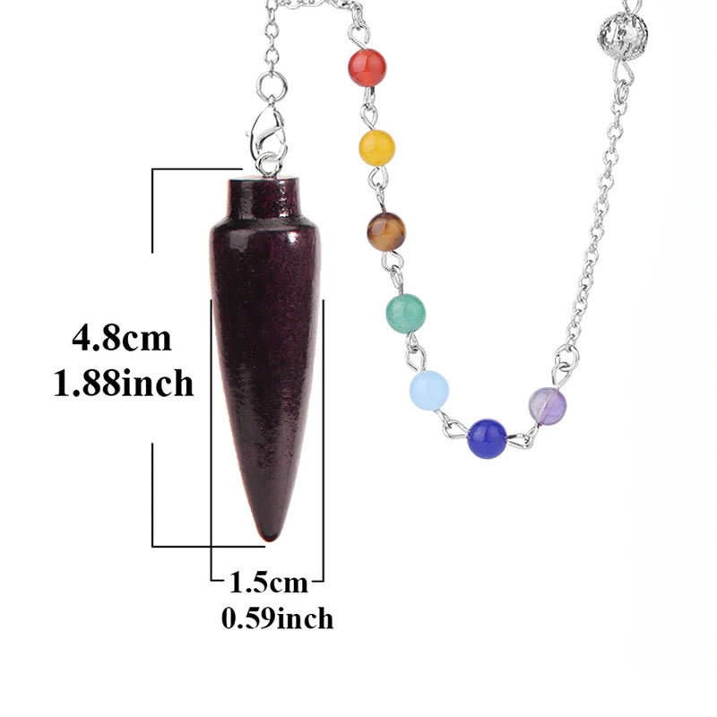 Olivenorma Wooden Drop Healing Pendulum wtih 7 Charka Chain