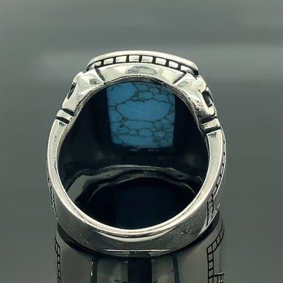 Olivenorma Natural Turquoise Stone Men Handmade Silver Ring