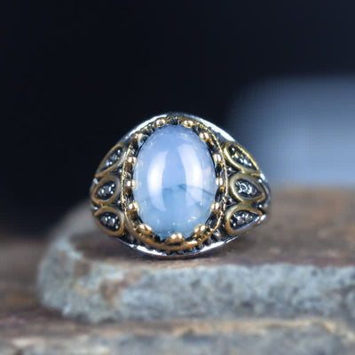 Olivenorma Ink Moonstone Gold Totem Men Ring