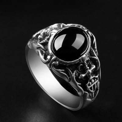 Olivenorma Retro Black Onyx Men Jewelry Ring