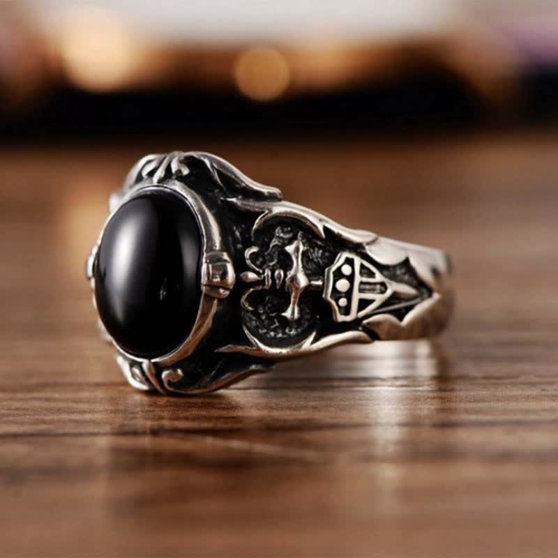 Olivenorma Retro Black Onyx Men Jewelry Ring