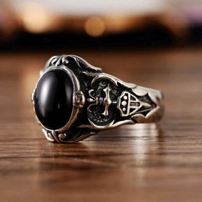 Olivenorma Retro Black Onyx Men Jewelry Ring