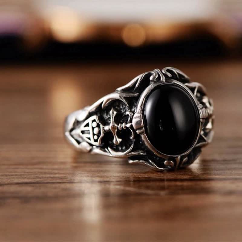 Olivenorma Retro Black Onyx Men Jewelry Ring