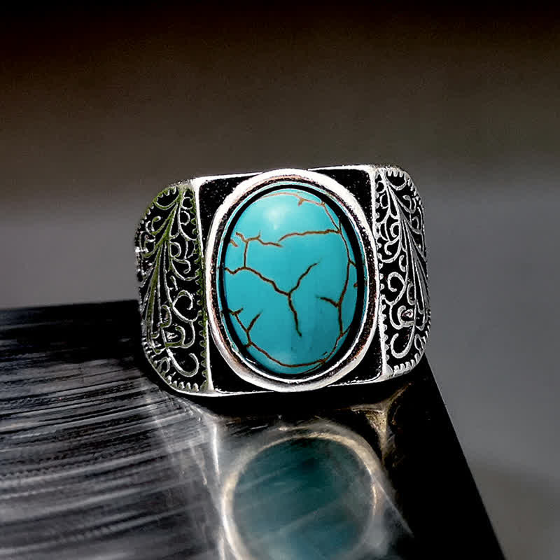 Olivenorma Natural Turquoise Arabesque Men Ring