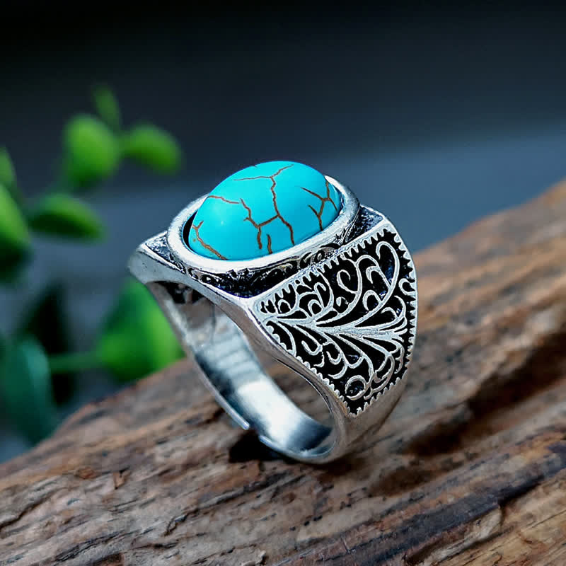 Olivenorma Natural Turquoise Arabesque Men Ring