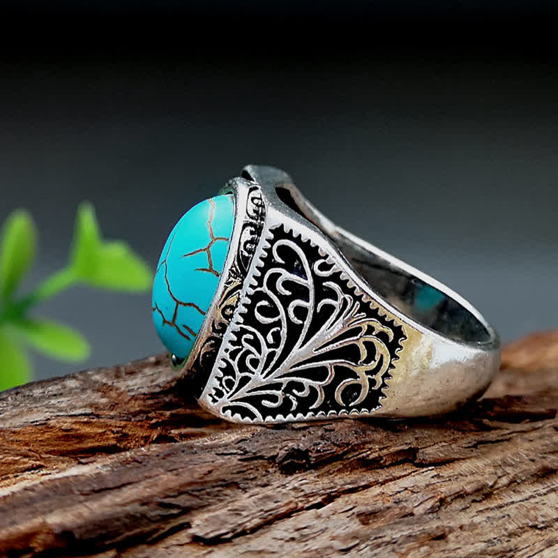 Olivenorma Natural Turquoise Arabesque Men Ring