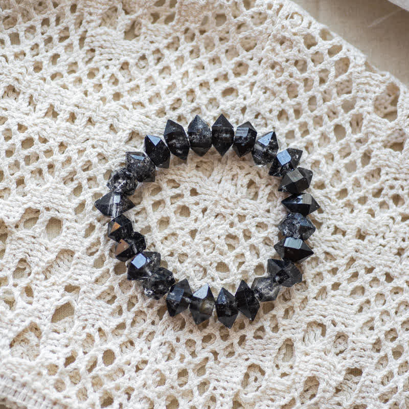 Olivenorma Natural Black Herkimer Quartz Beaded Bracelet