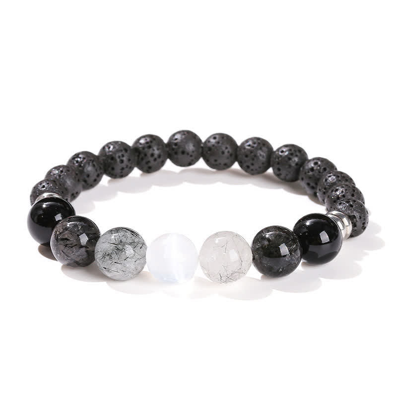 Olivenorma Black Quartz Rutilated Beaded Bracelet