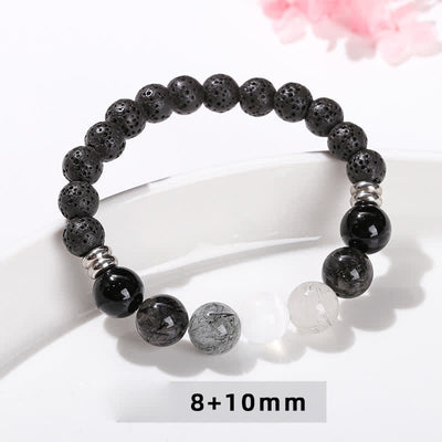 Olivenorma Black Quartz Rutilated Beaded Bracelet