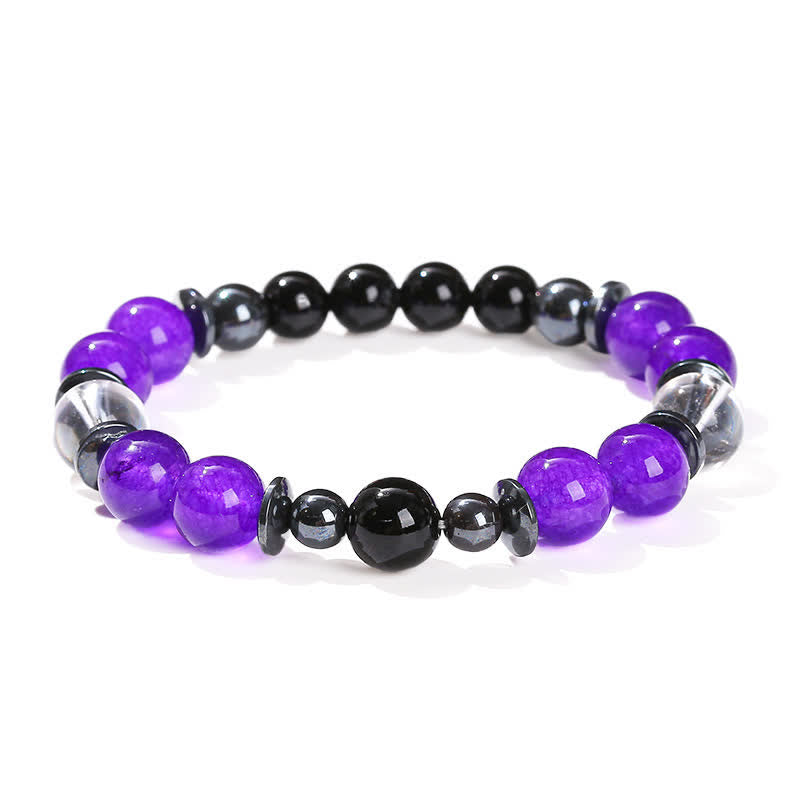 Olivenorma Charoite Obsidian Hematite Clear Crystal Beaded Bracelet