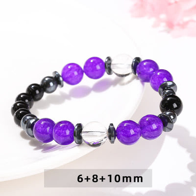 Olivenorma Charoite Obsidian Hematite Clear Crystal Beaded Bracelet