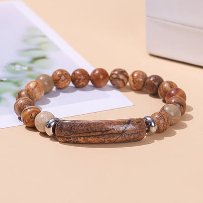 Olivenorma Natural Stone Long Crystal Beaded Bracelet