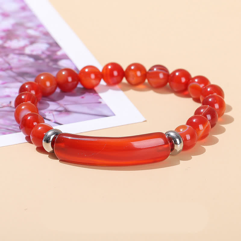 Olivenorma Natural Stone Long Crystal Beaded Bracelet