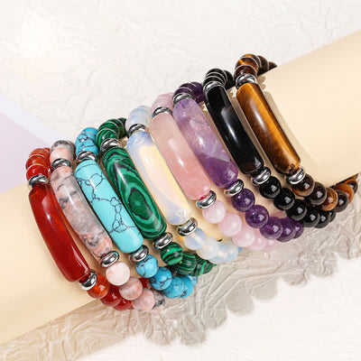 Olivenorma Natural Stone Long Crystal Beaded Bracelet