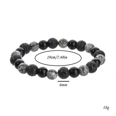 Olivenorma Grey Jasper Obsidian Lava Stone Beaded Bracelet