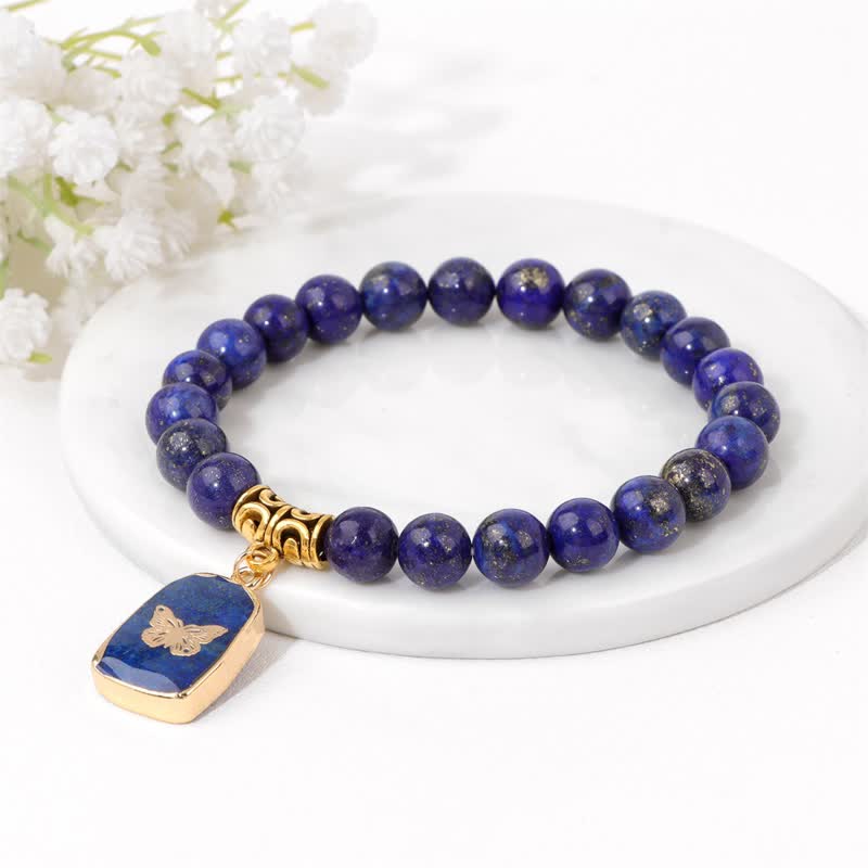 Olivenorma Natural Stone Beads Printed Pendant Bracelet