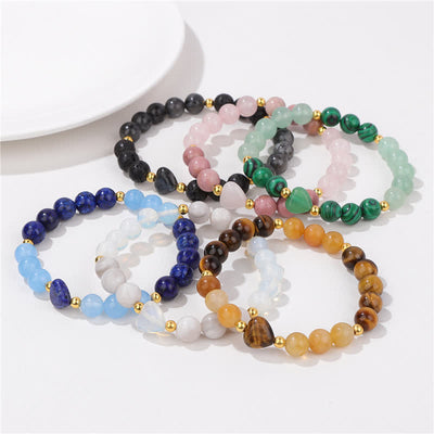 Olivenorma Natural Stone Heart Beaded Bracelet