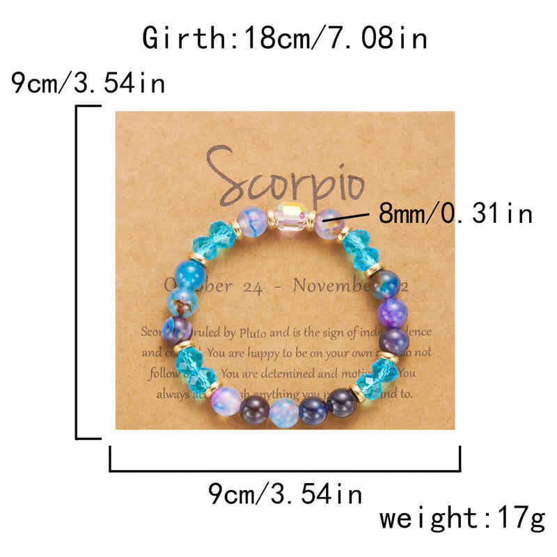 Olivenorma Colorful Natural Stone Crystal Twelve Zodiac Bracelet