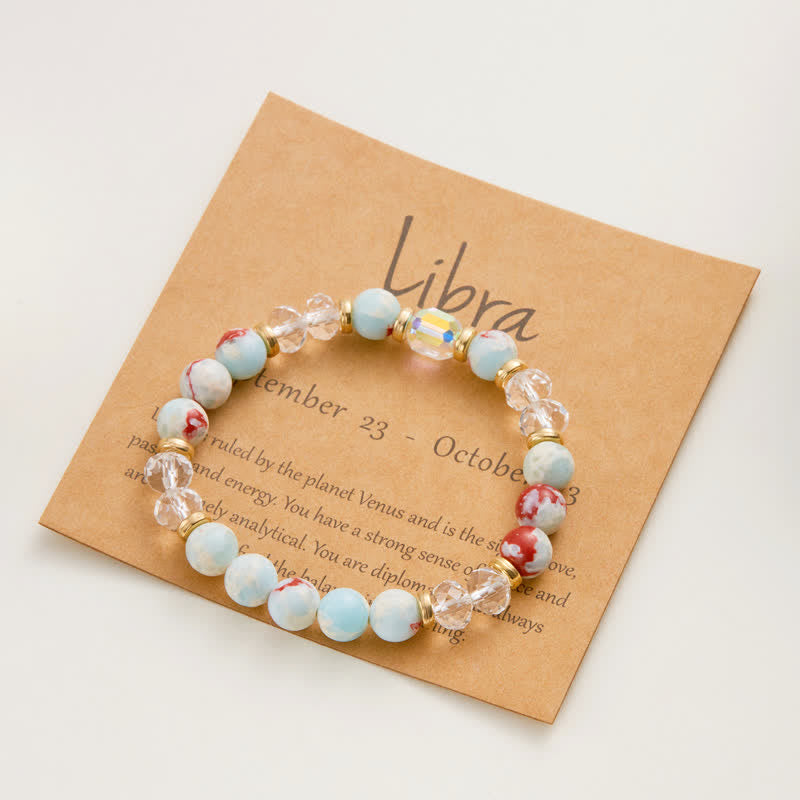 Olivenorma Colorful Natural Stone Crystal Twelve Zodiac Bracelet