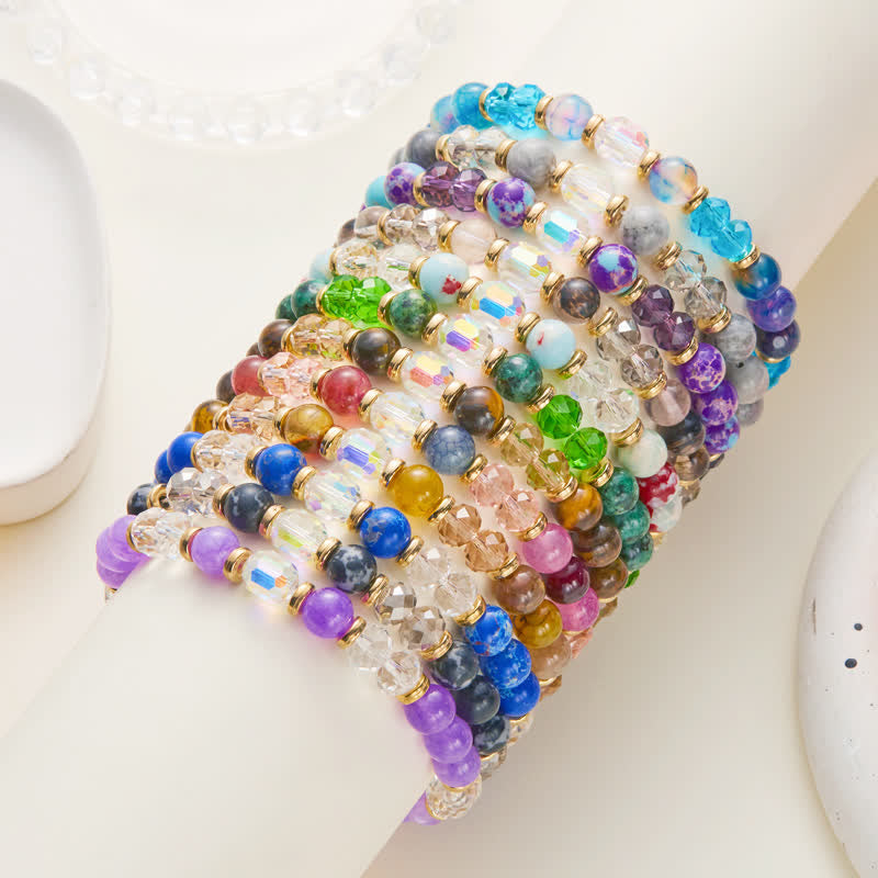 Olivenorma Colorful Natural Stone Crystal Twelve Zodiac Bracelet