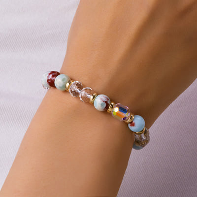 Olivenorma Colorful Natural Stone Crystal Twelve Zodiac Bracelet