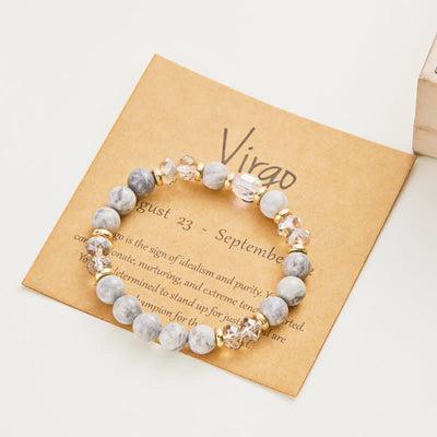 Olivenorma Colorful Natural Stone Crystal Twelve Zodiac Bracelet