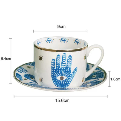 Olivenorma Aesthetic Hamsa Hand Ceramic Mug Coaster Cup