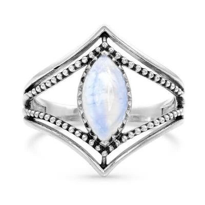 Olivenorma Natural Moonstone Marquise Ring