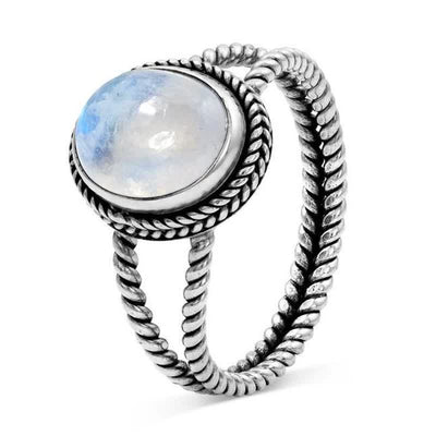 Olivenorma Natural Moonstone Marquise Ring