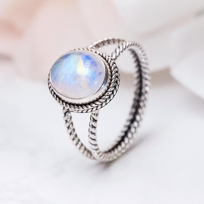 Olivenorma Natural Moonstone Marquise Ring