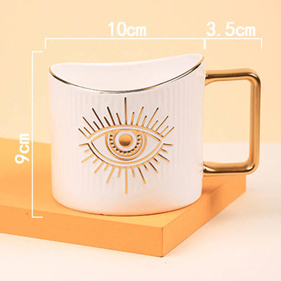 Olivenorma Ceramic Evil Eye Coffee Mug Golden Handle Cup