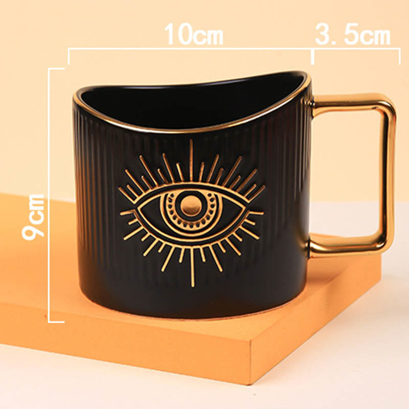 Olivenorma Ceramic Evil Eye Coffee Mug Golden Handle Cup