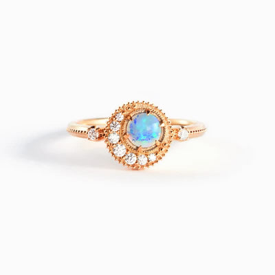 Olivenorma S925 Sterling Silver Opal Moon And Planet Ring