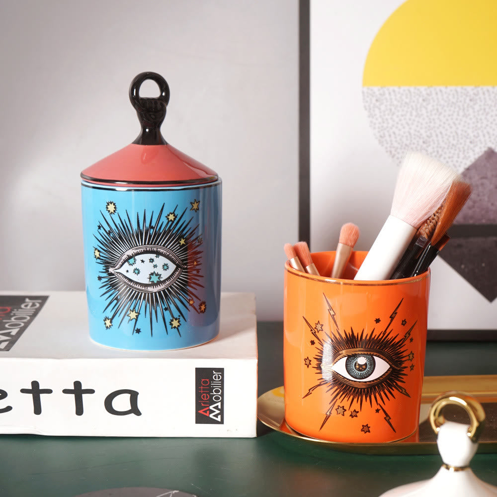 Olivenorma Functional Evil Eye Symbol Candle Jar with Lip