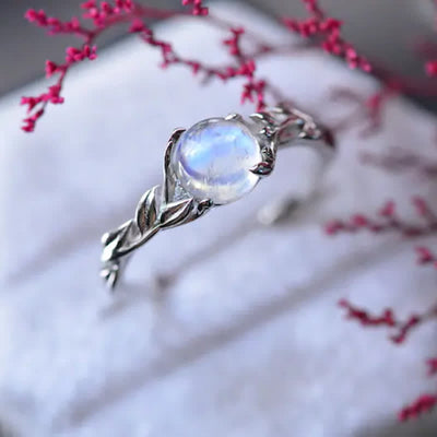 Olivenorma Vintage Leaf Plant Moonstone Women Ring